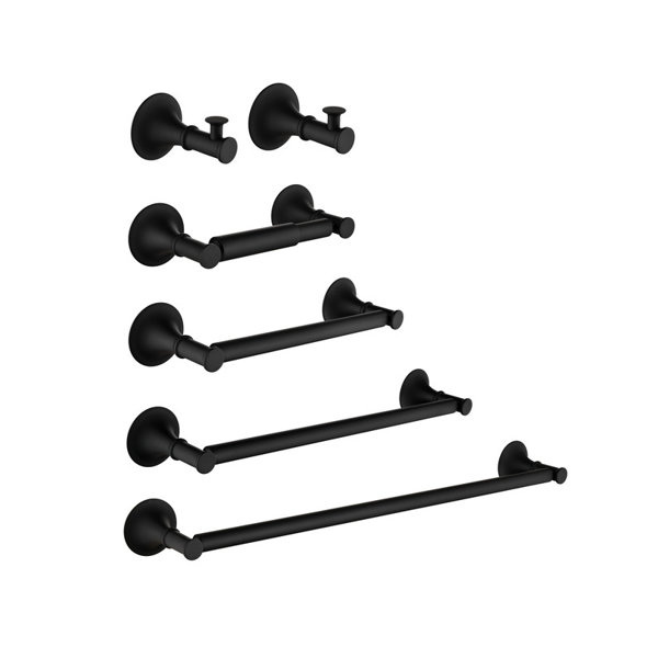 Priyet 6 Piece Bathroom Towel Rack Set Wall Mount,Matte Black,brass | Wayfair